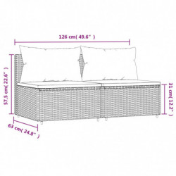 Garten-Mittelsofas mit Kissen 2 Stk. Grau Poly Rattan