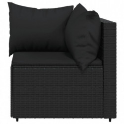 3-tlg. Garten-Lounge-Set mit Kissen Schwarz Poly Rattan