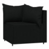 3-tlg. Garten-Lounge-Set mit Kissen Schwarz Poly Rattan