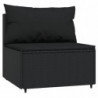 Garten-Mittelsofa mit Kissen Schwarz Poly Rattan