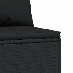 Garten-Mittelsofa mit Kissen Schwarz Poly Rattan