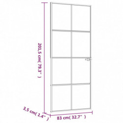 Innentür Schwarz 83x201,5 cm Hartglas & Aluminium Schlank