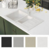 Küchenspüle mit Doppelbecken Weiß Granit