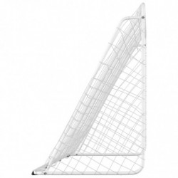 Fußballtor mit Netz Weiß 366x122x182 cm Stahl