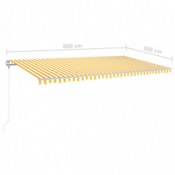 Gelenkarmmarkise Einziehbar mit LED 6x3 m Gelb & Weiß