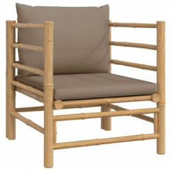 6-tlg. Garten-Lounge-Set mit Kissen Taupe Bambus