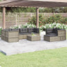 8-tlg. Garten-Lounge-Set mit Kissen Grau Poly Rattan