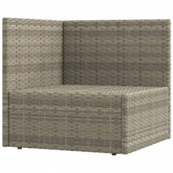 8-tlg. Garten-Lounge-Set mit Kissen Grau Poly Rattan