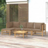 6-tlg. Garten-Lounge-Set mit Kissen Taupe Bambus