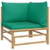7-tlg. Garten-Lounge-Set mit Grünen Kissen Bambus