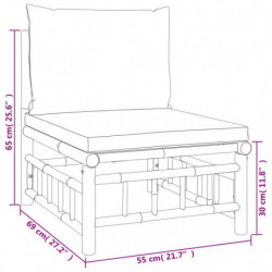 7-tlg. Garten-Lounge-Set mit Grünen Kissen Bambus