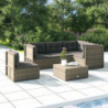 5-tlg. Garten-Lounge-Set mit Kissen Grau Poly Rattan