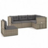 5-tlg. Garten-Lounge-Set mit Kissen Grau Poly Rattan