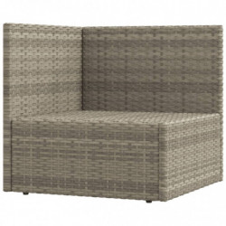 5-tlg. Garten-Lounge-Set mit Kissen Grau Poly Rattan