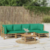 6-tlg. Garten-Lounge-Set mit Grünen Kissen Bambus