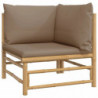 6-tlg. Garten-Lounge-Set mit Kissen Taupe Bambus