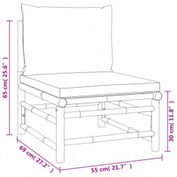 6-tlg. Garten-Lounge-Set mit Grünen Kissen Bambus