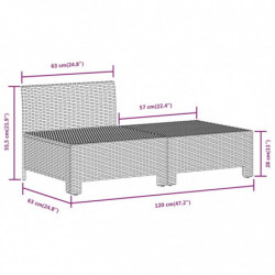 6-tlg. Garten-Lounge-Set mit Kissen Grau Poly Rattan