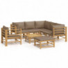 8-tlg. Garten-Lounge-Set mit Kissen Taupe Bambus