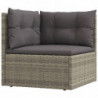 10-tlg. Garten-Lounge-Set mit Kissen Grau Poly Rattan