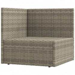 10-tlg. Garten-Lounge-Set mit Kissen Grau Poly Rattan