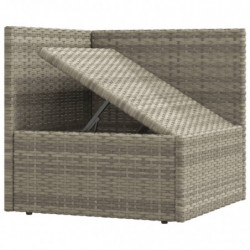 10-tlg. Garten-Lounge-Set mit Kissen Grau Poly Rattan