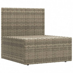 10-tlg. Garten-Lounge-Set mit Kissen Grau Poly Rattan