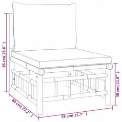 6-tlg. Garten-Lounge-Set mit Cremeweißen Kissen Bambus