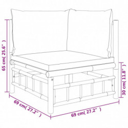 6-tlg. Garten-Lounge-Set mit Dunkelgrauen Kissen Bambus