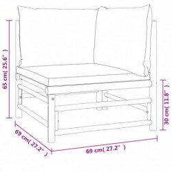 9-tlg. Garten-Lounge-Set mit Grünen Kissen Bambus