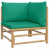 10-tlg. Garten-Lounge-Set mit Grünen Kissen Bambus