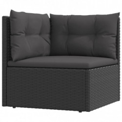 5-tlg. Garten-Lounge-Set mit Kissen Schwarz Poly Rattan