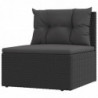 5-tlg. Garten-Lounge-Set mit Kissen Schwarz Poly Rattan