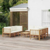 9-tlg. Garten-Lounge-Set mit Cremeweißen Kissen Bambus