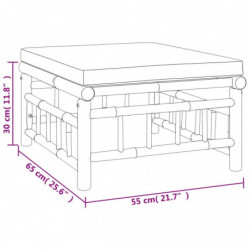 9-tlg. Garten-Lounge-Set mit Cremeweißen Kissen Bambus