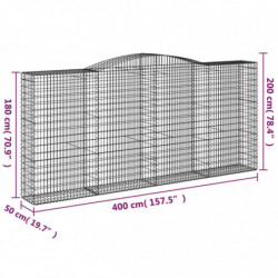 Gabione mit Hochbogen 400x50x180/200 cm Verzinktes Eisen