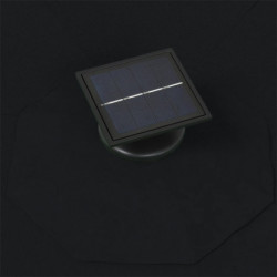Sonnenschirm Wandmontage mit LEDs und Metallmast 300 cm Schwarz