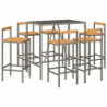 7-tlg. Gartenbar-Set Grau Poly Rattan & Massivholz Akazie