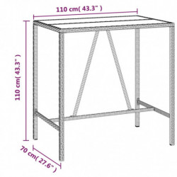 5-tlg. Gartenbar-Set mit Kissen Grau Poly Rattan