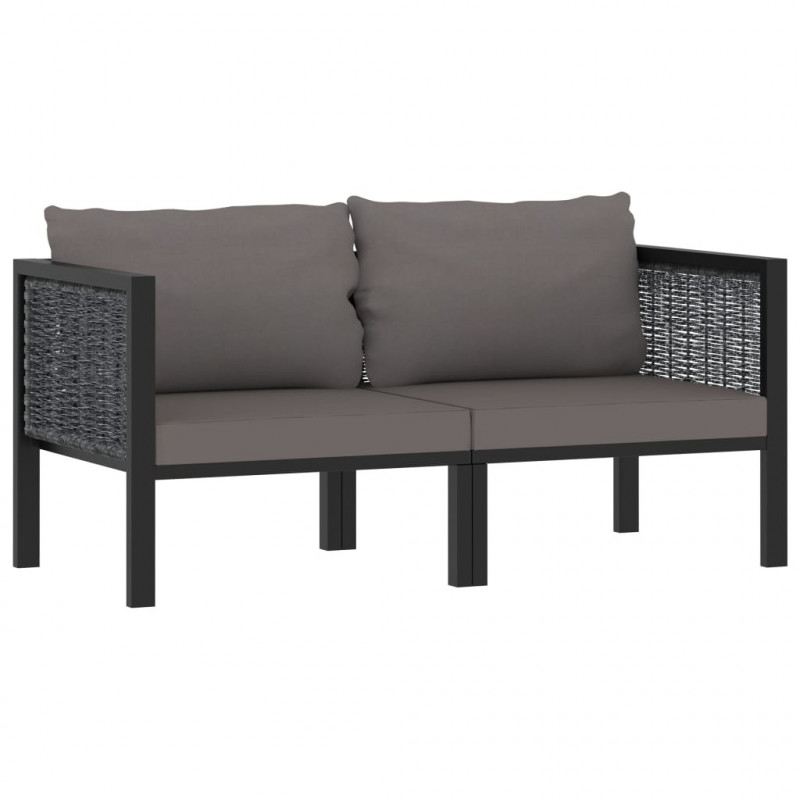 2-Sitzer-Sofa Arwen mit Auflage Anthrazit Poly Rattan