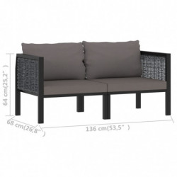 2-Sitzer-Sofa Arwen mit Auflage Anthrazit Poly Rattan