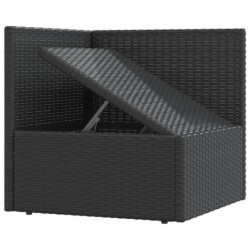 7-tlg. Garten-Lounge-Set mit Kissen Schwarz Poly Rattan