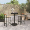 3-tlg. Gartenbar-Set Schwarz Poly Rattan & Massivholz Akazie