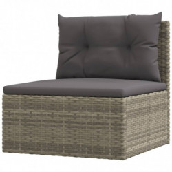 8-tlg. Garten-Lounge-Set mit Kissen Grau Poly Rattan