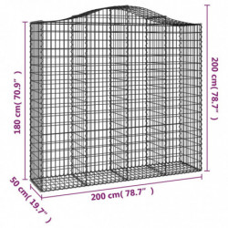 Gabionen mit Hochbogen 13Stk. 200x50x180/200cm Verzinktes Eisen