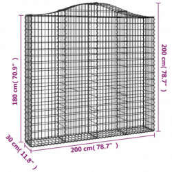 Gabionen mit Hochbogen 8 Stk. 200x30x180/200cm Verzinktes Eisen