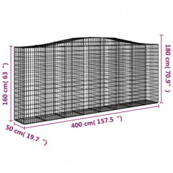 Gabionen mit Hochbogen 2 Stk. 400x50x160/180cm Verzinktes Eisen