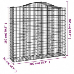 Gabionen mit Hochbogen 11Stk. 200x50x180/200cm Verzinktes Eisen