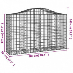 Gabionen mit Hochbogen 25Stk. 200x50x120/140cm Verzinktes Eisen