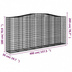 Gabionen mit Hochbogen 8 Stk. 400x50x180/200cm Verzinktes Eisen